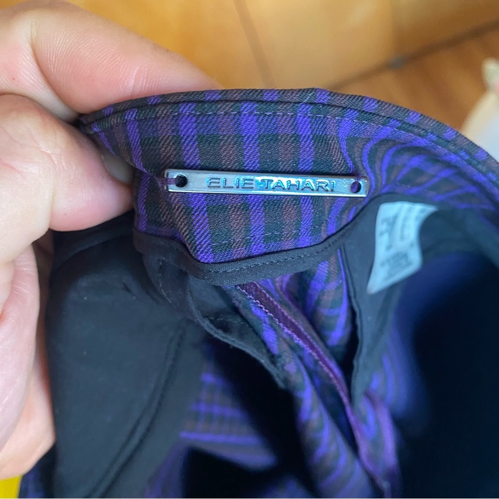 Elie Tahari Purple Plaid Pants (sz 8) - Picture 8 of 13